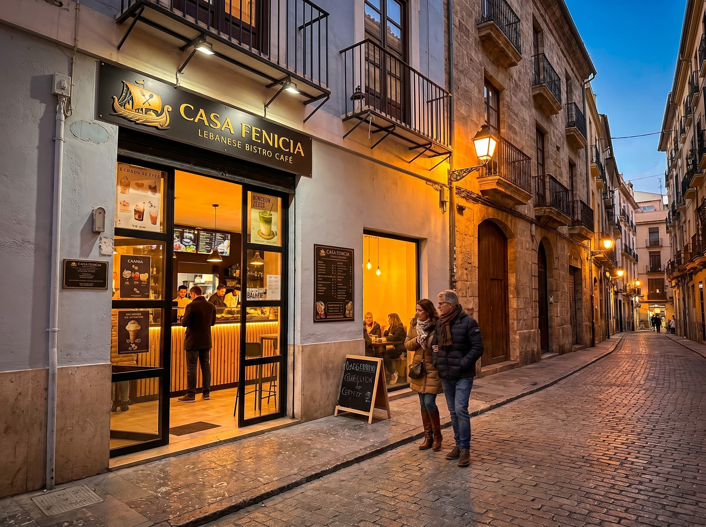Casa Fenicia storefront Valencia evening